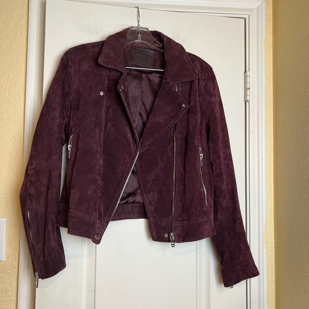 BLANK NYC Plum Suede Leather Moto Biker Jacket Size M - Picture 4 of 9